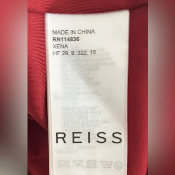 🆕 REISS Xena Midi Backless Strappy Cocktail Dress in Dark Red Size 10 US
