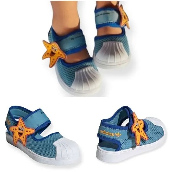 ADIDAS Superstar 360 Primeblue Starfish Toddler Girl Sandal Blue Size 8.5