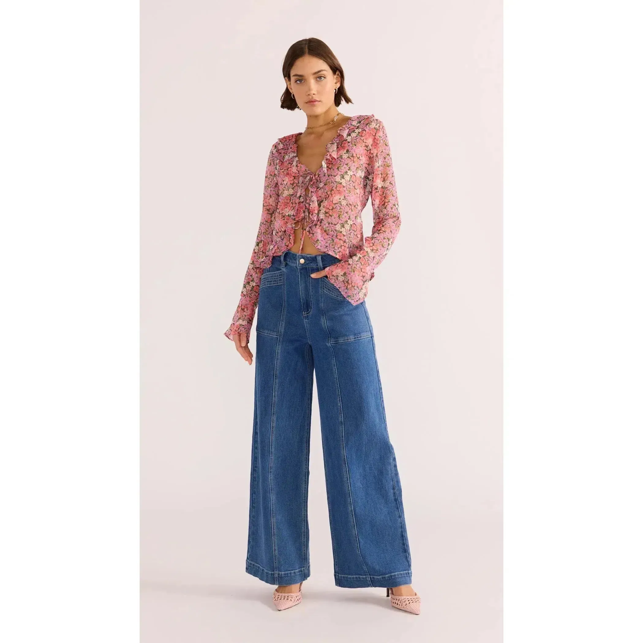 AMELIA RUFFLE SHEER BLOUSE