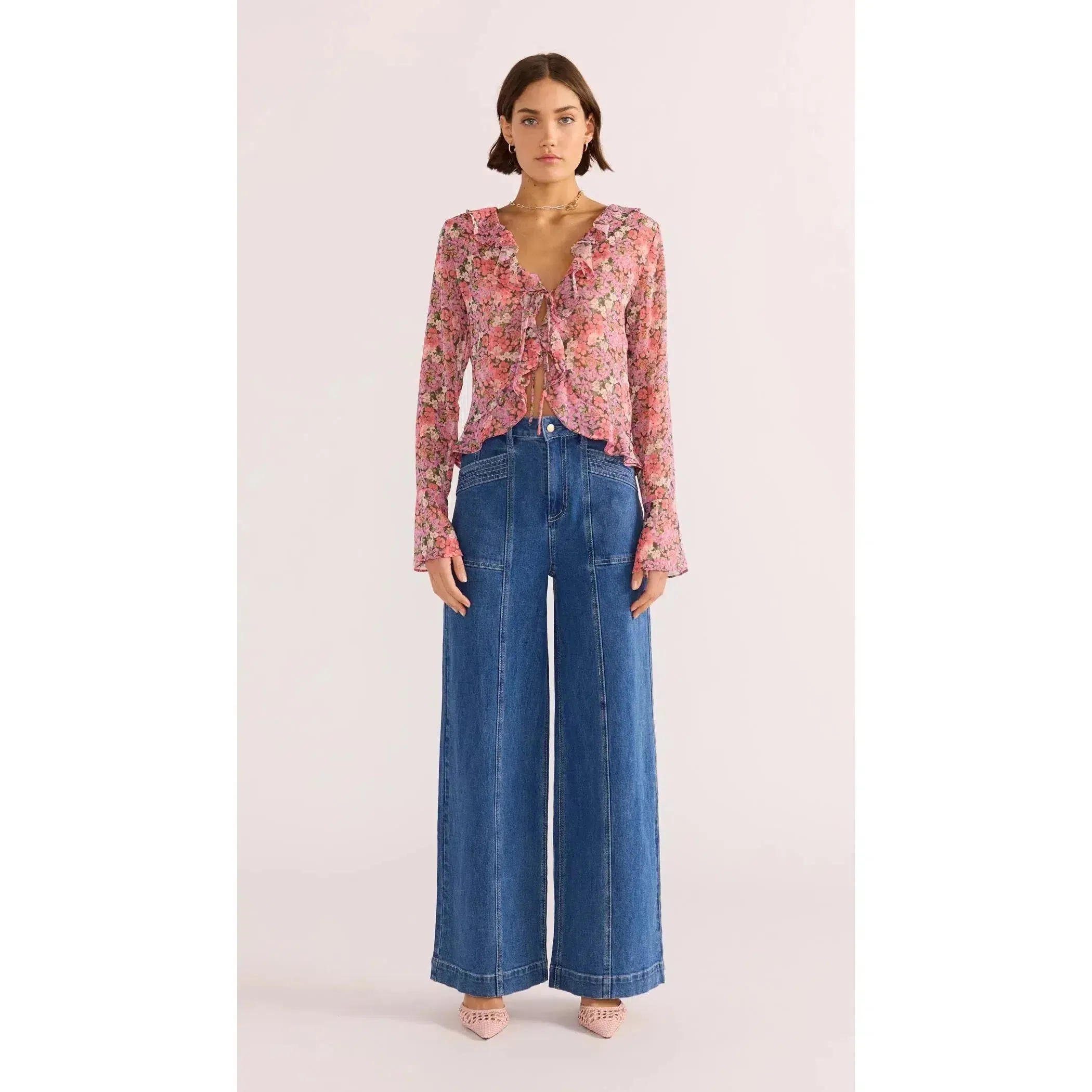 AMELIA RUFFLE SHEER BLOUSE