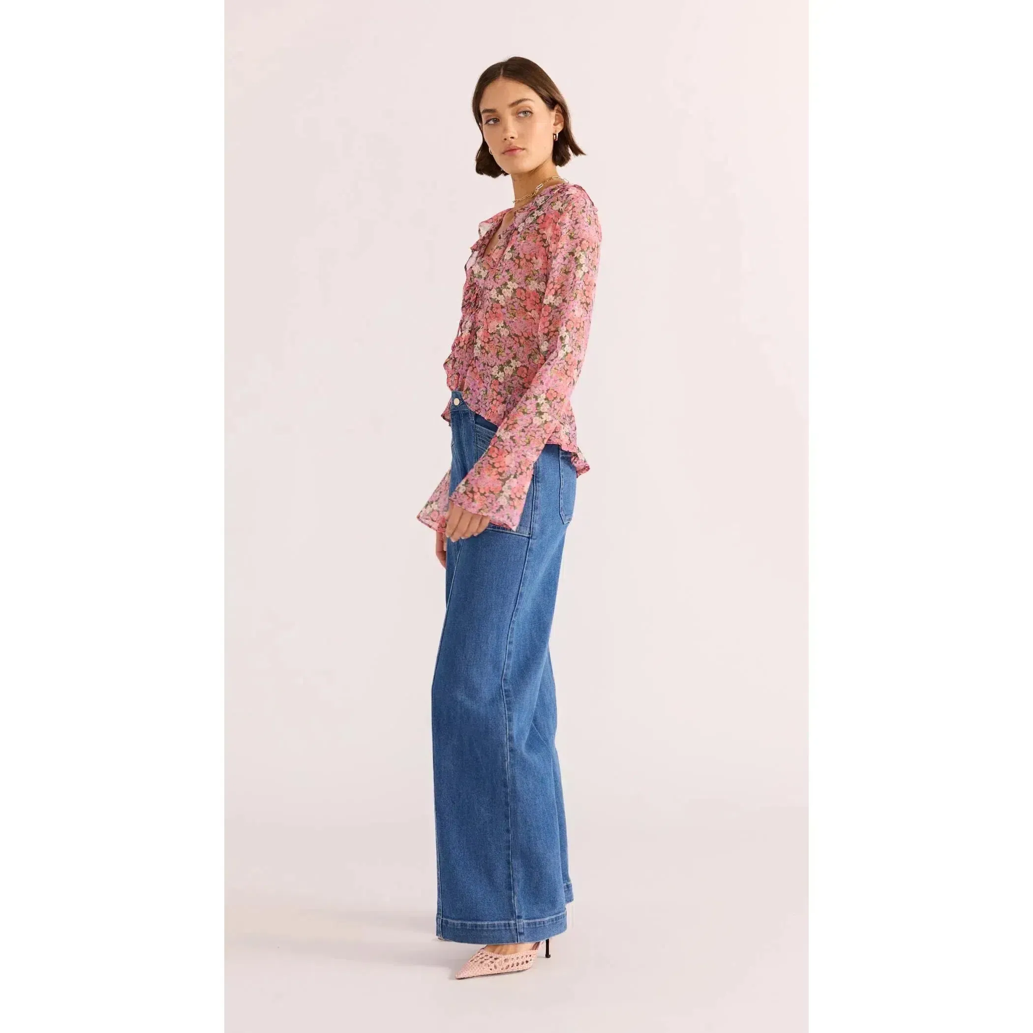 AMELIA RUFFLE SHEER BLOUSE