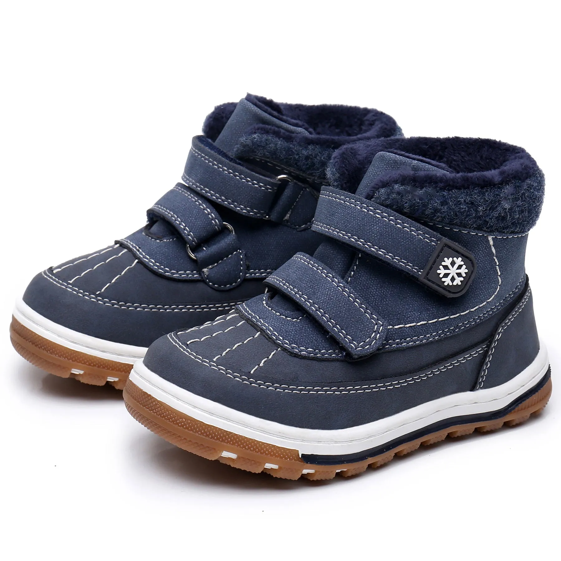 Apakowa Boys Boots Toddler Boys Girls Fall/Winter Boots Outdoor with Hook and Loop (Toddler/Little Kid)-35217-Navy