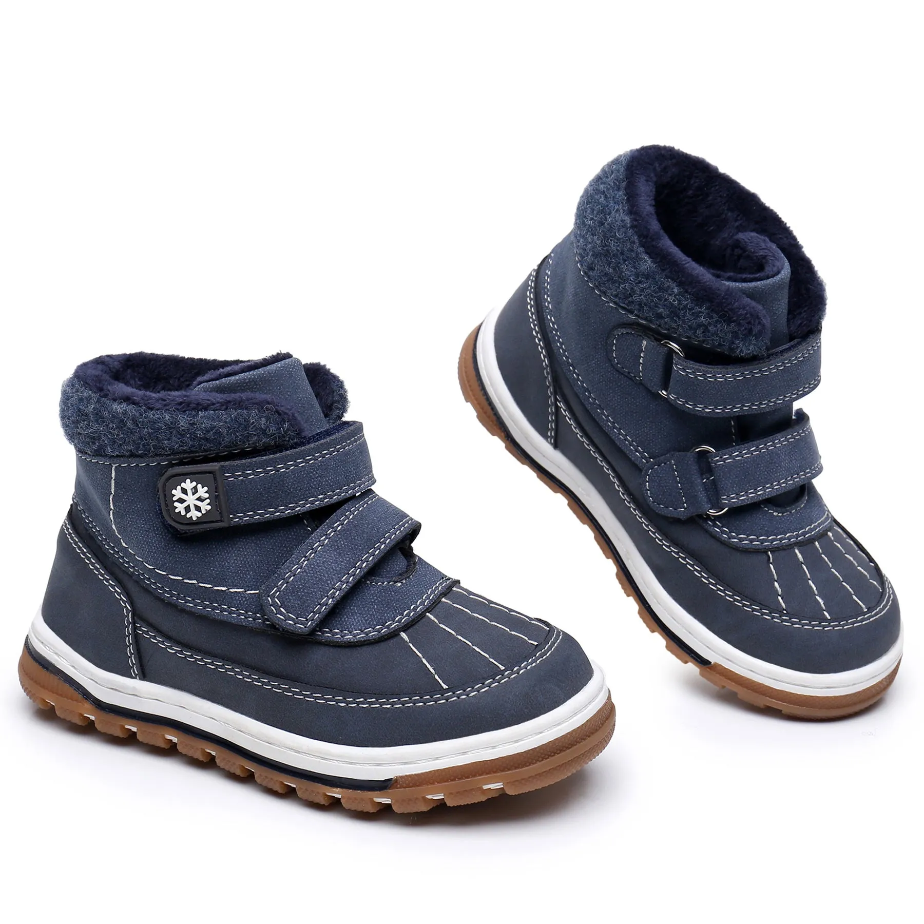 Apakowa Boys Boots Toddler Boys Girls Fall/Winter Boots Outdoor with Hook and Loop (Toddler/Little Kid)-35217-Navy