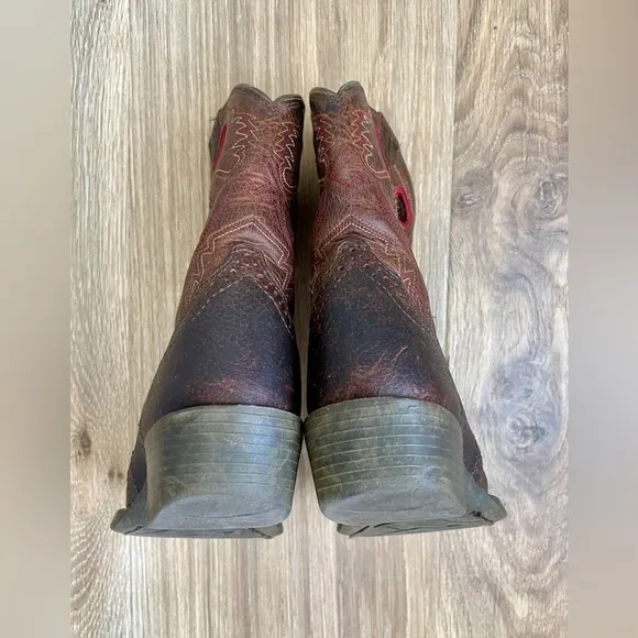 Ariat Heritage Roughstock Cowboy Western Boots Brown Leather Youth Size 12.5