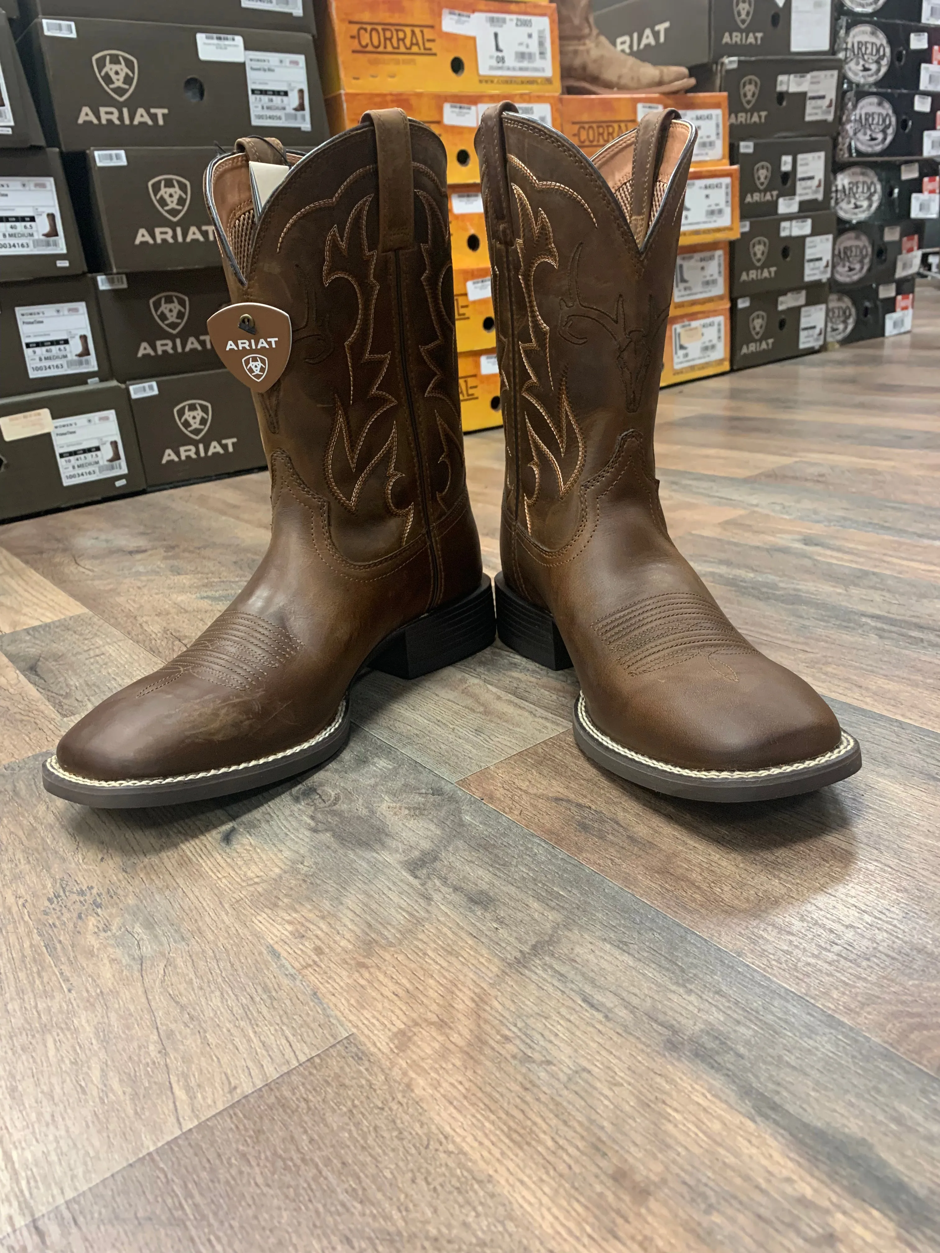 Ariat Men's Sport Outdoor Deer Skull Distressed Brown Boots