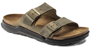 Birkenstock Arizona Rugged Sandals - Faded Khaki Oiled Leather | Polyurethane Sole