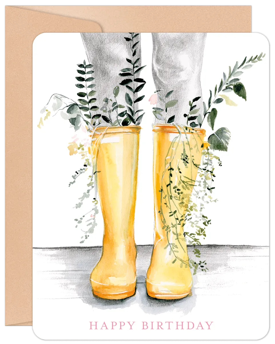 Birthday Card - Garden Boots