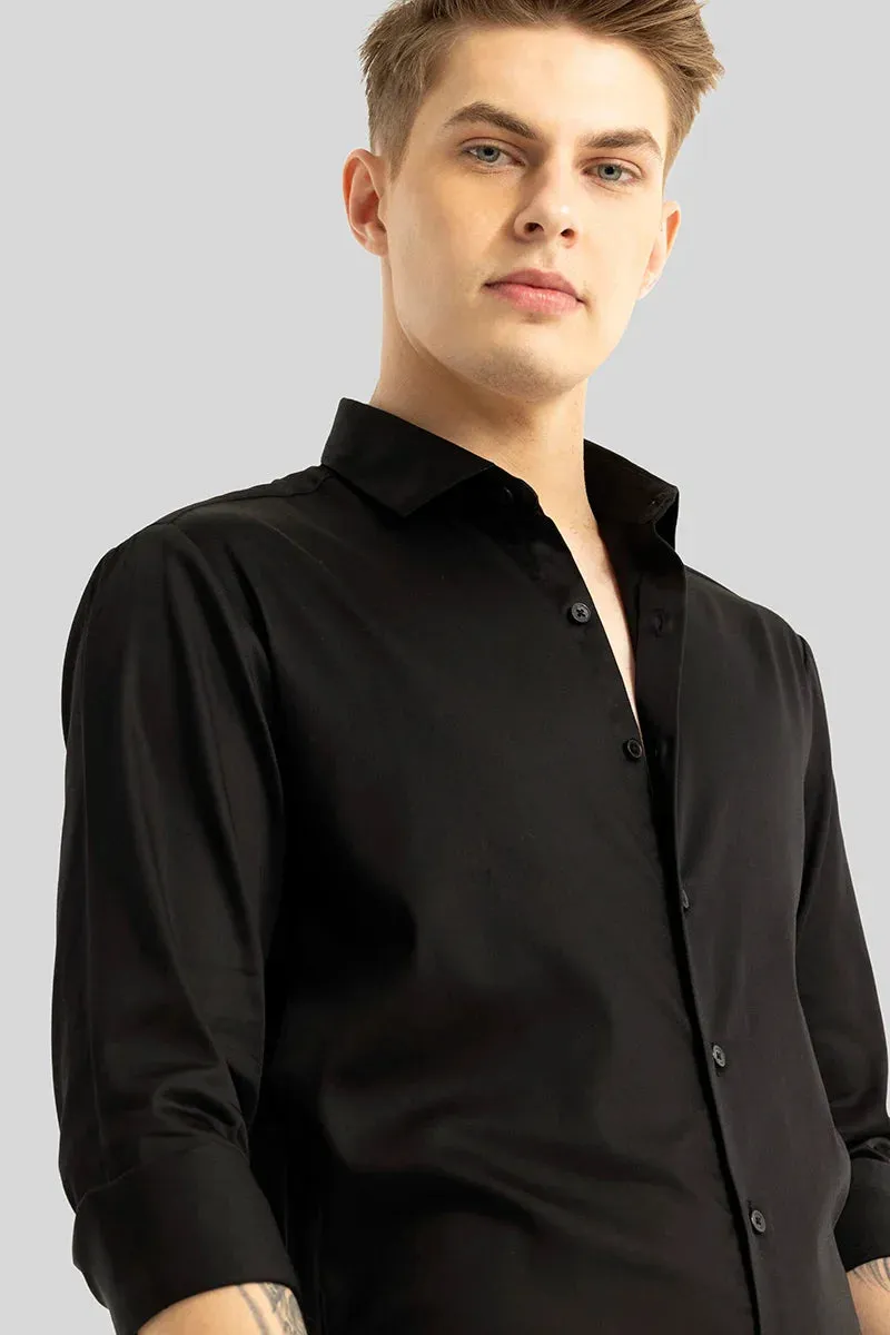 BLACK MENS COTTON RICH FORMAL SHIRT