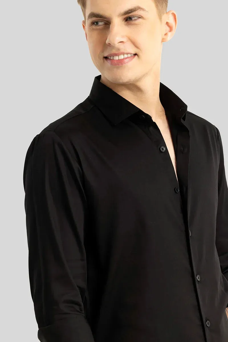 BLACK MENS COTTON RICH FORMAL SHIRT