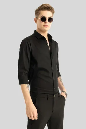 BLACK MENS COTTON RICH FORMAL SHIRT