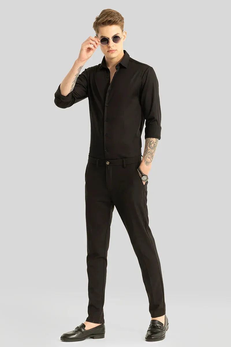 BLACK MENS COTTON RICH FORMAL SHIRT