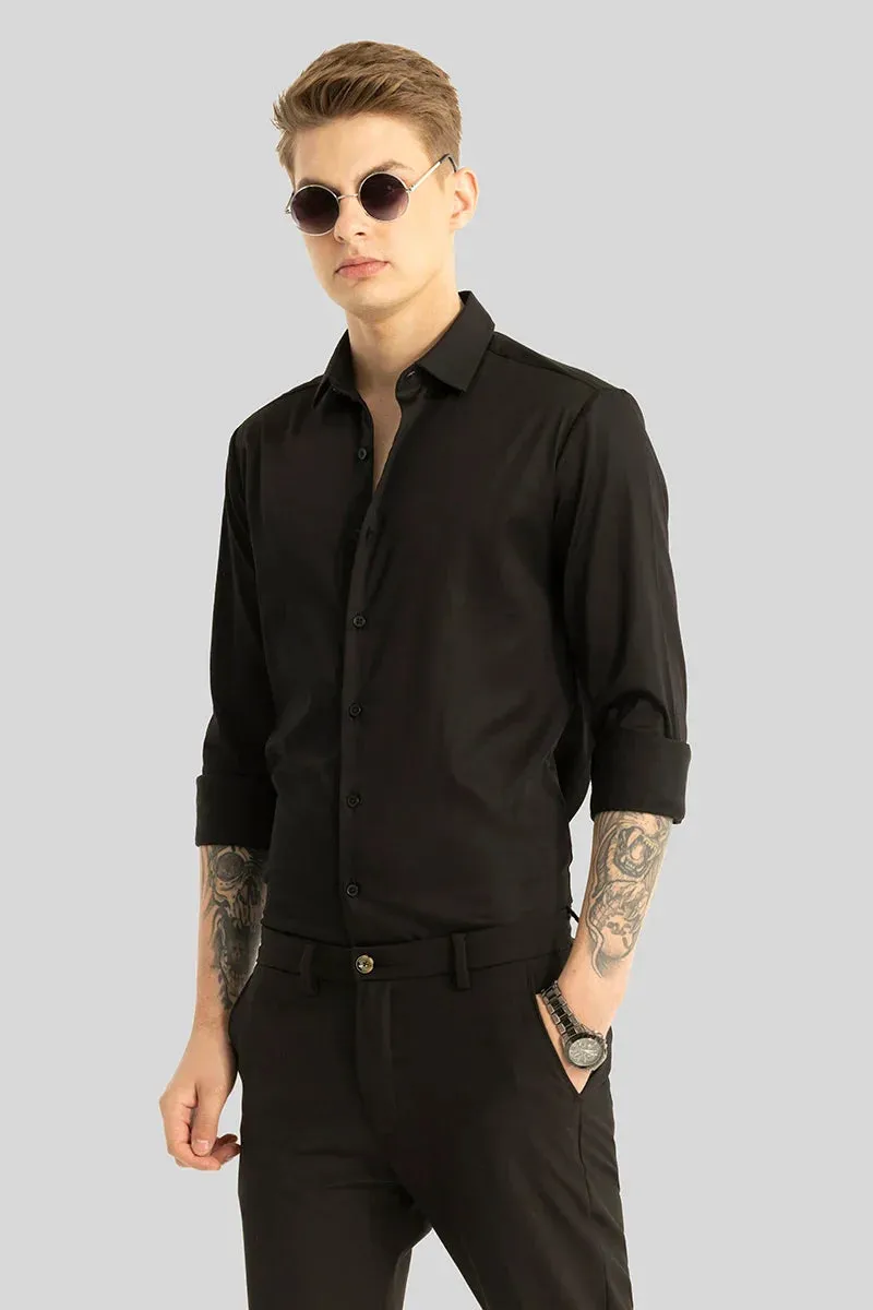 BLACK MENS COTTON RICH FORMAL SHIRT