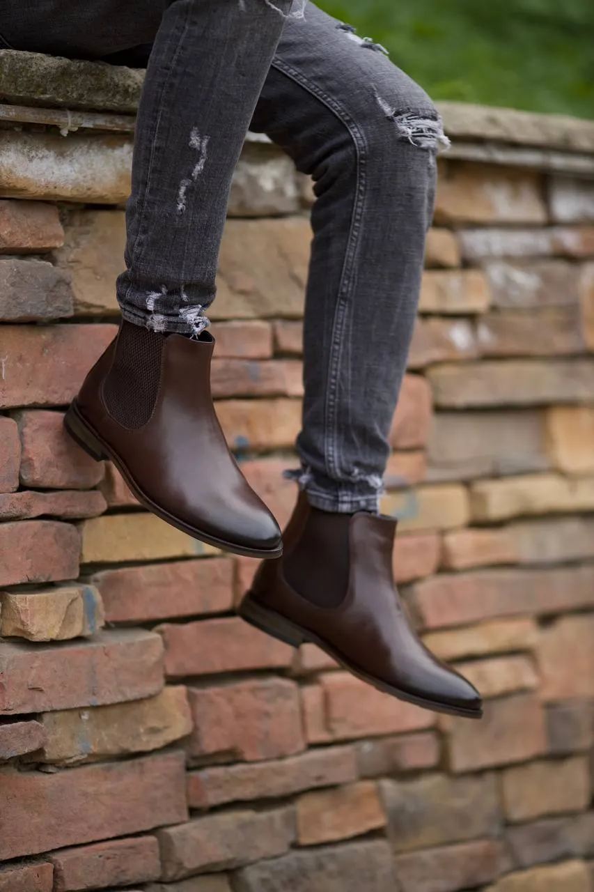 Brown Leather Chelsea Boots