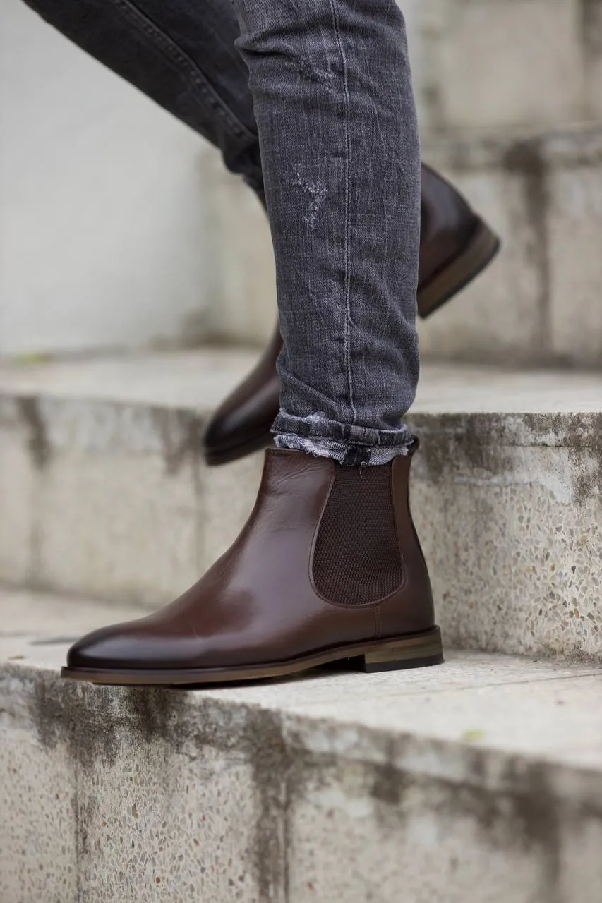 Brown Leather Chelsea Boots