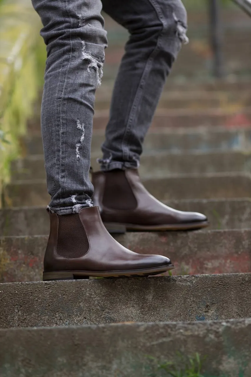 Brown Leather Chelsea Boots