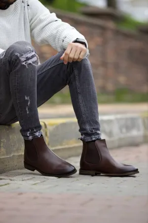 Brown Leather Chelsea Boots