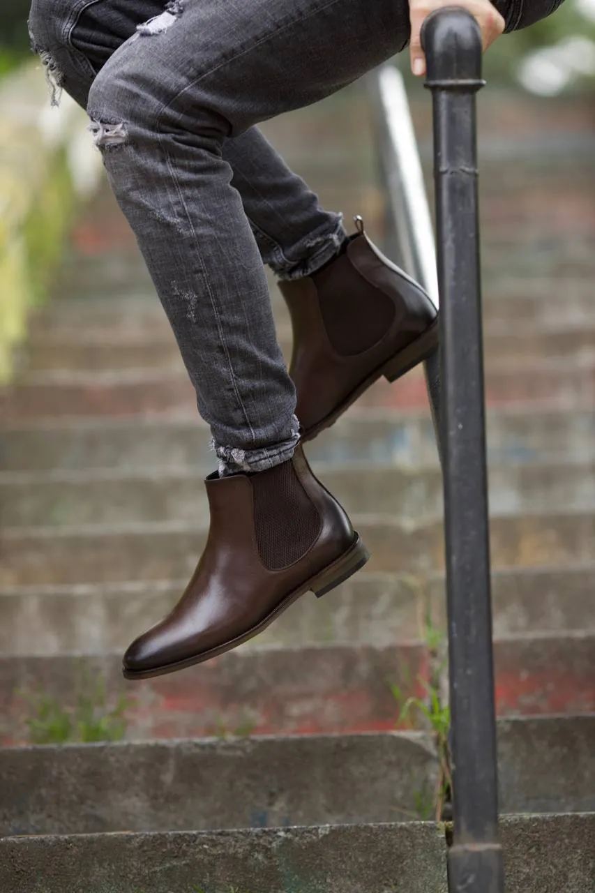 Brown Leather Chelsea Boots