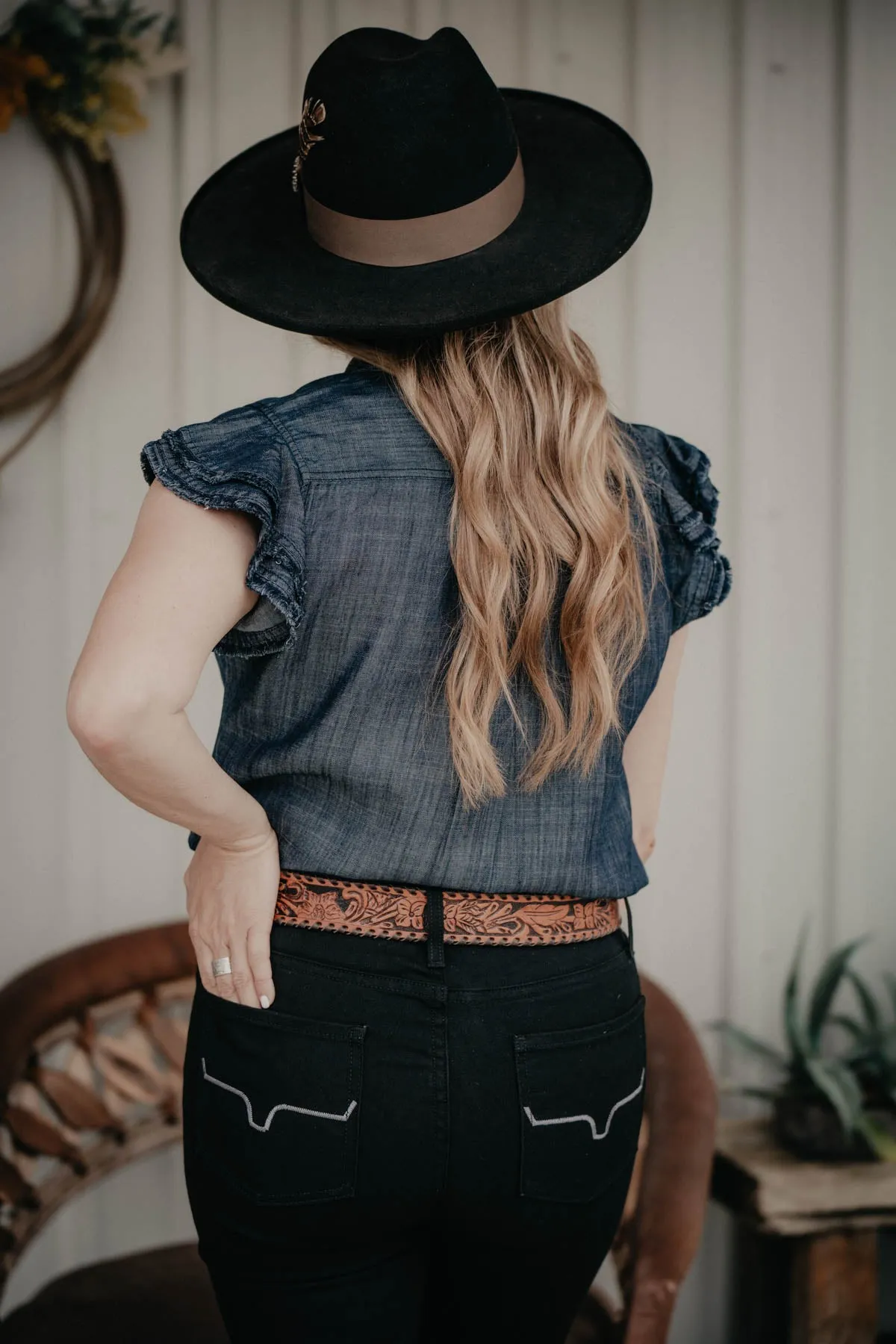 'Carriage' Ariat Indigo Ruffle Sleeve Top (XS - XXL)