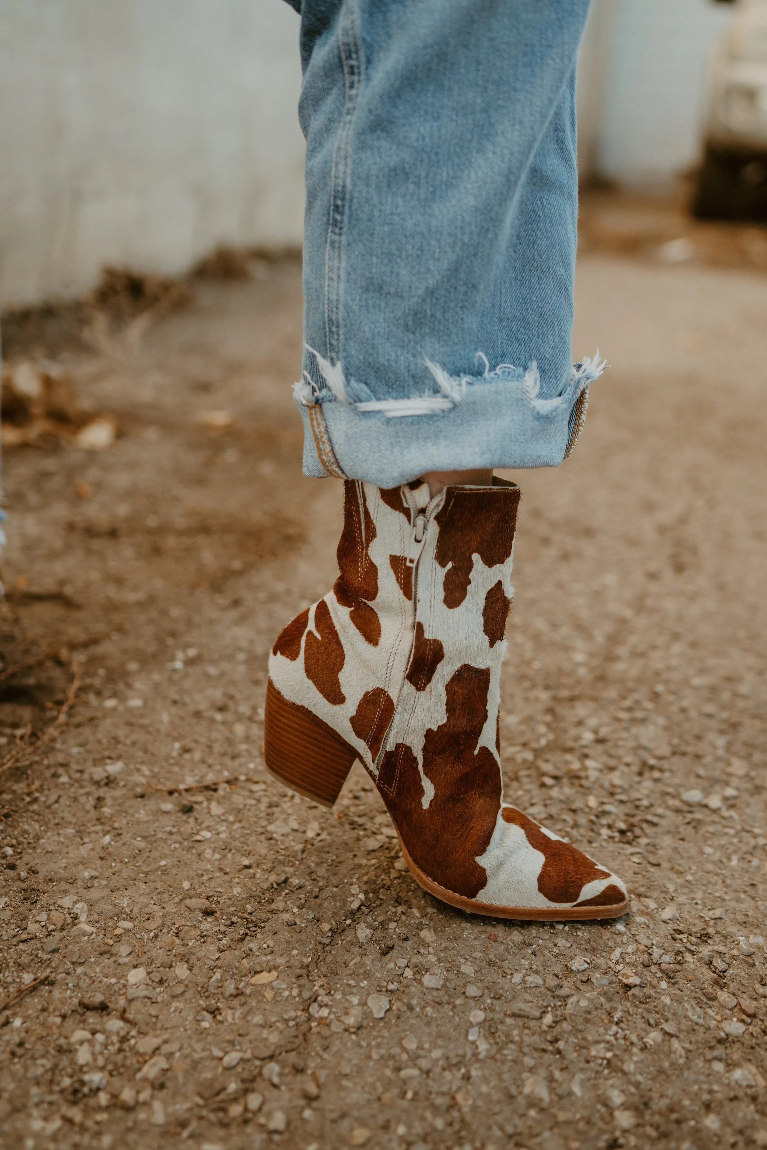 Caty Boot | Cow Print