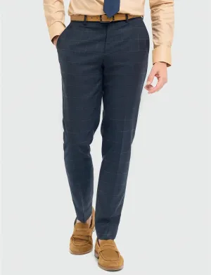 Cavani – Torino Navy Check Trousers Tailored Fit