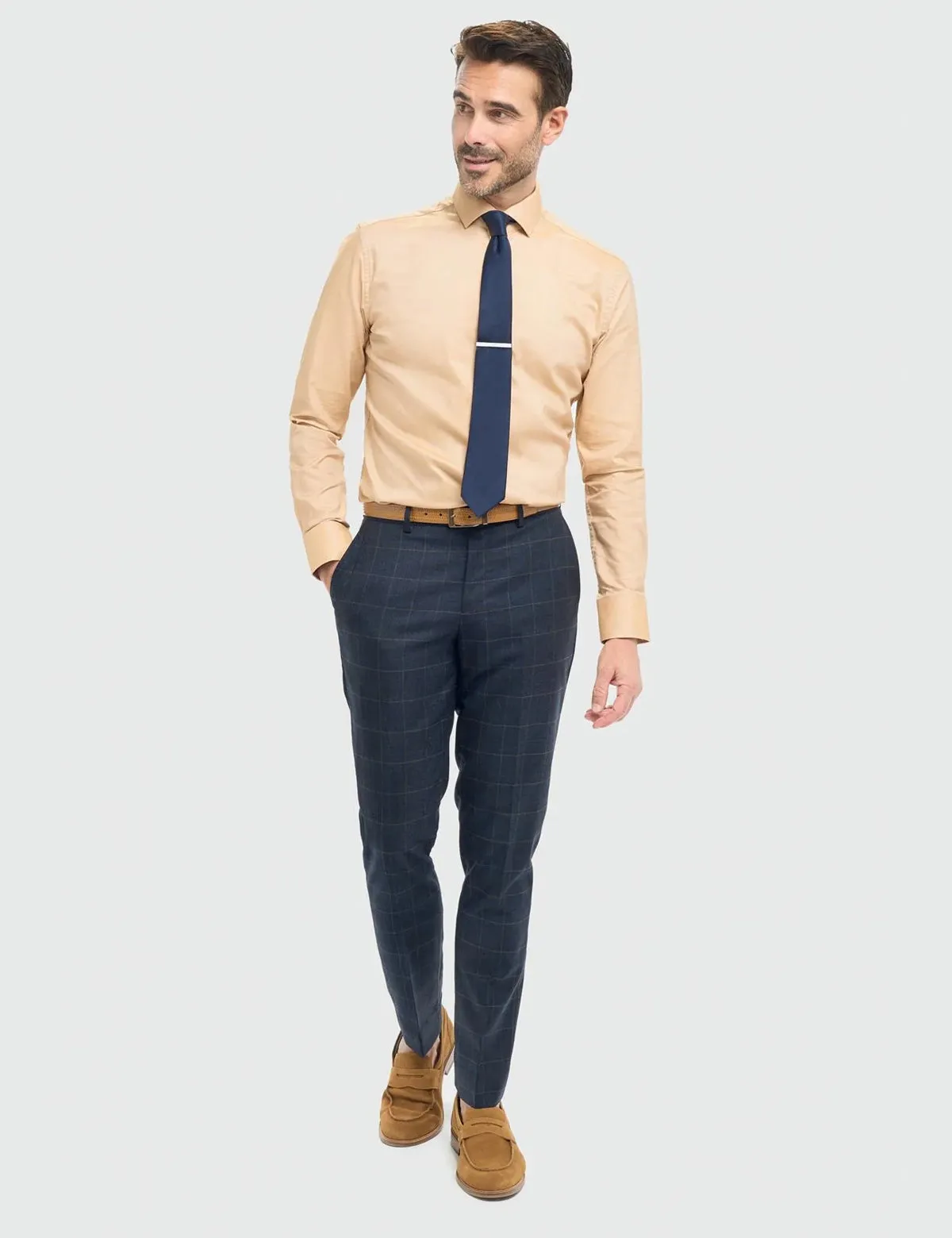 Cavani – Torino Navy Check Trousers Tailored Fit