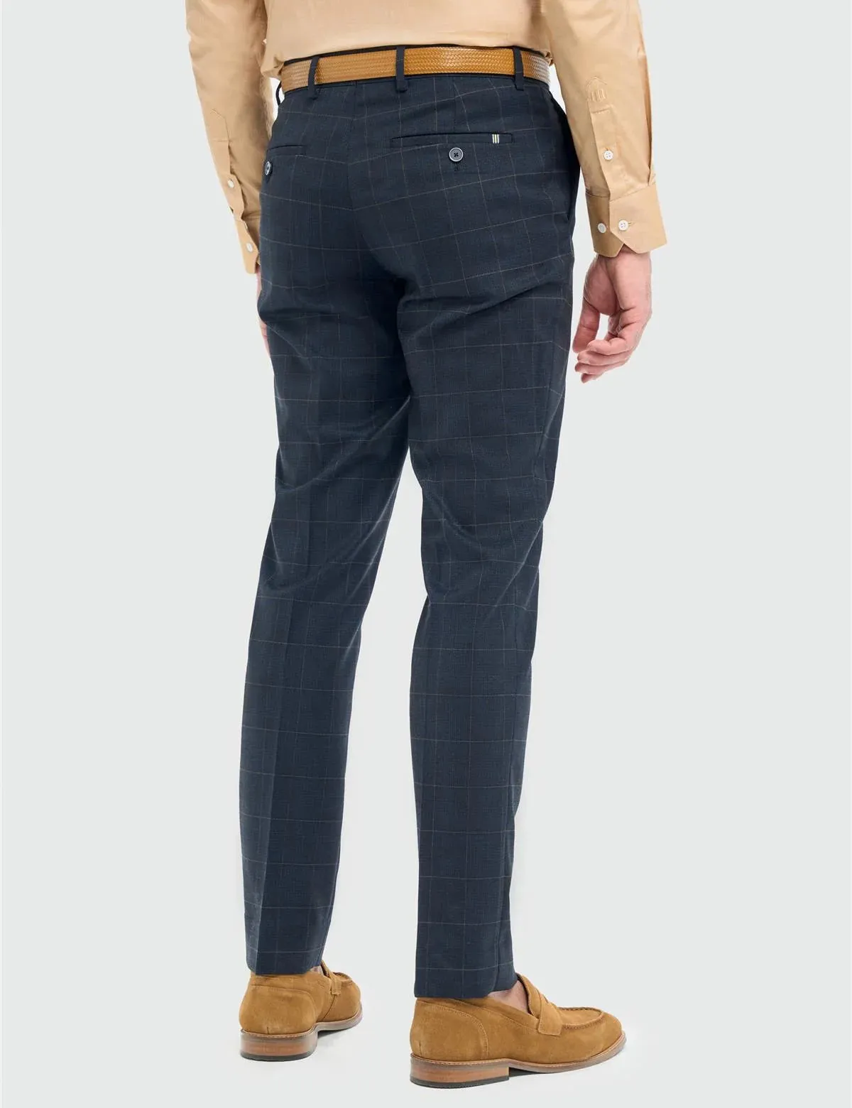 Cavani – Torino Navy Check Trousers Tailored Fit
