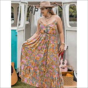 Chic Drawstring Ruffle Hem Maxi Dress