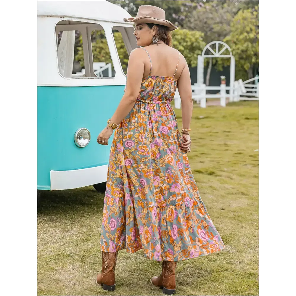 Chic Drawstring Ruffle Hem Maxi Dress