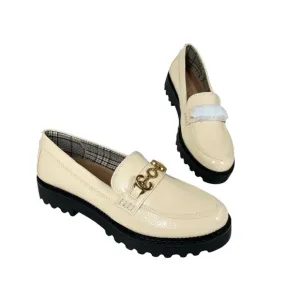 Circus NY Sam Edelman Deana Lug Sole Loafers Modern Ivory Patent Size 8.5M