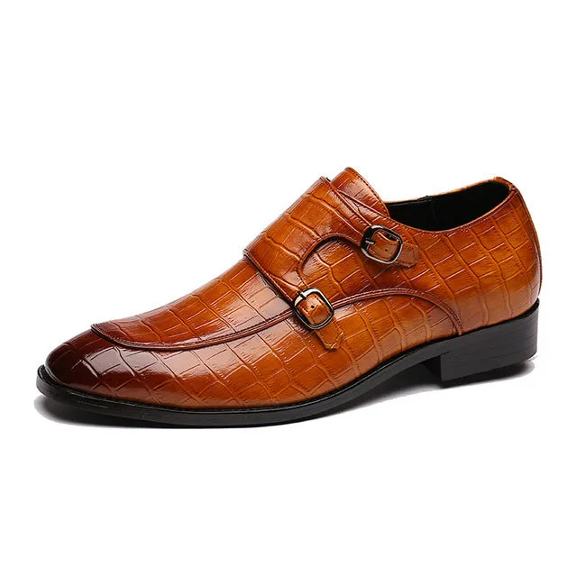 Classic Crocodile Pattern Business Men Flat Party Shoes