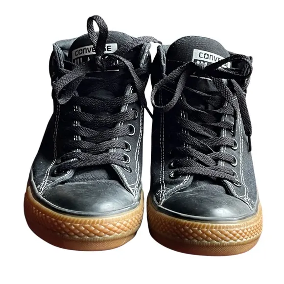 Converse Chuck Taylor All Star High Street Black Leather Sneakers Men Size 12