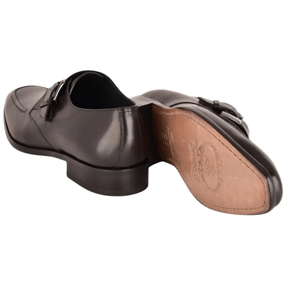 Corrente Men’s Black Monk Strap Cap Toe Premium Leather Shoes