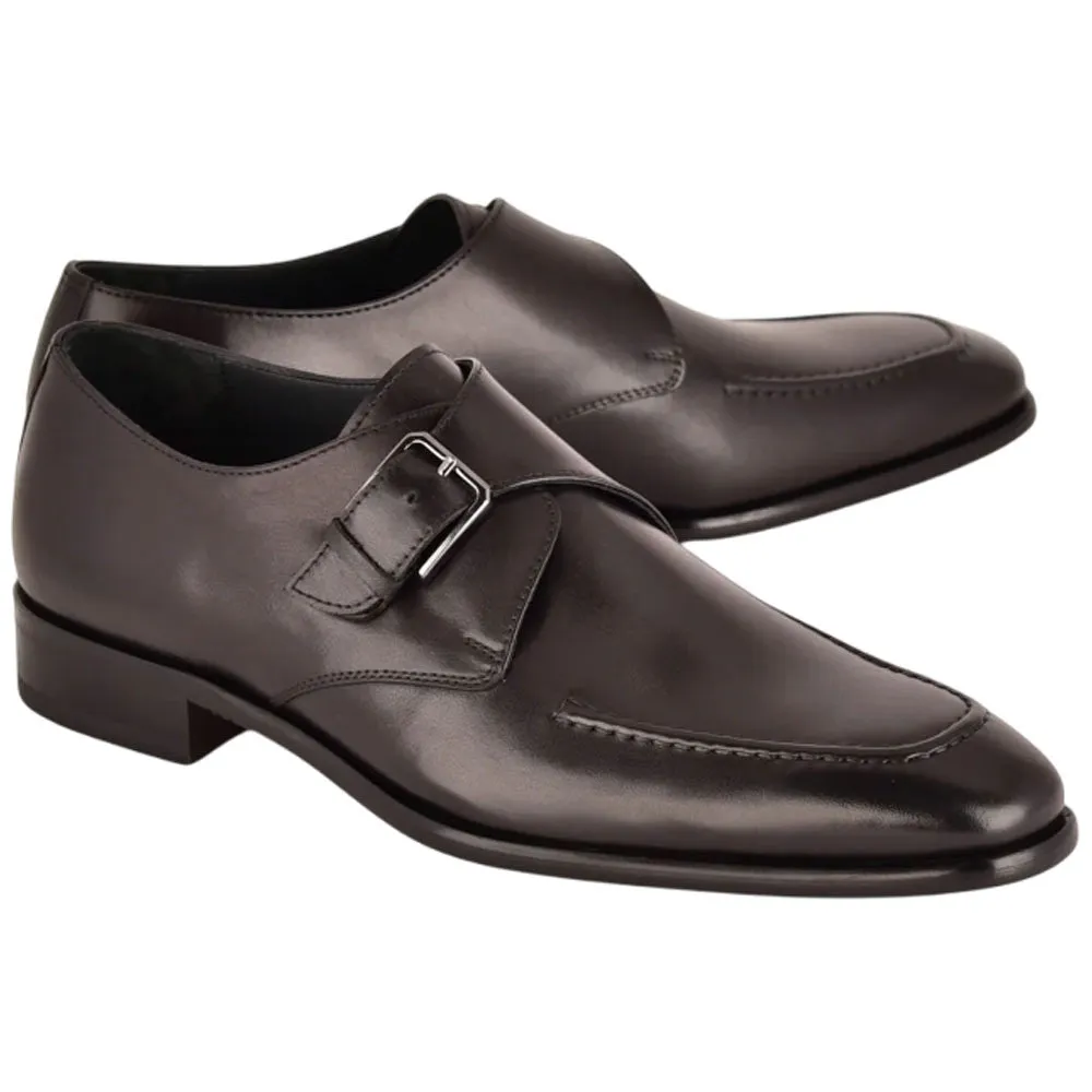Corrente Men’s Black Monk Strap Cap Toe Premium Leather Shoes