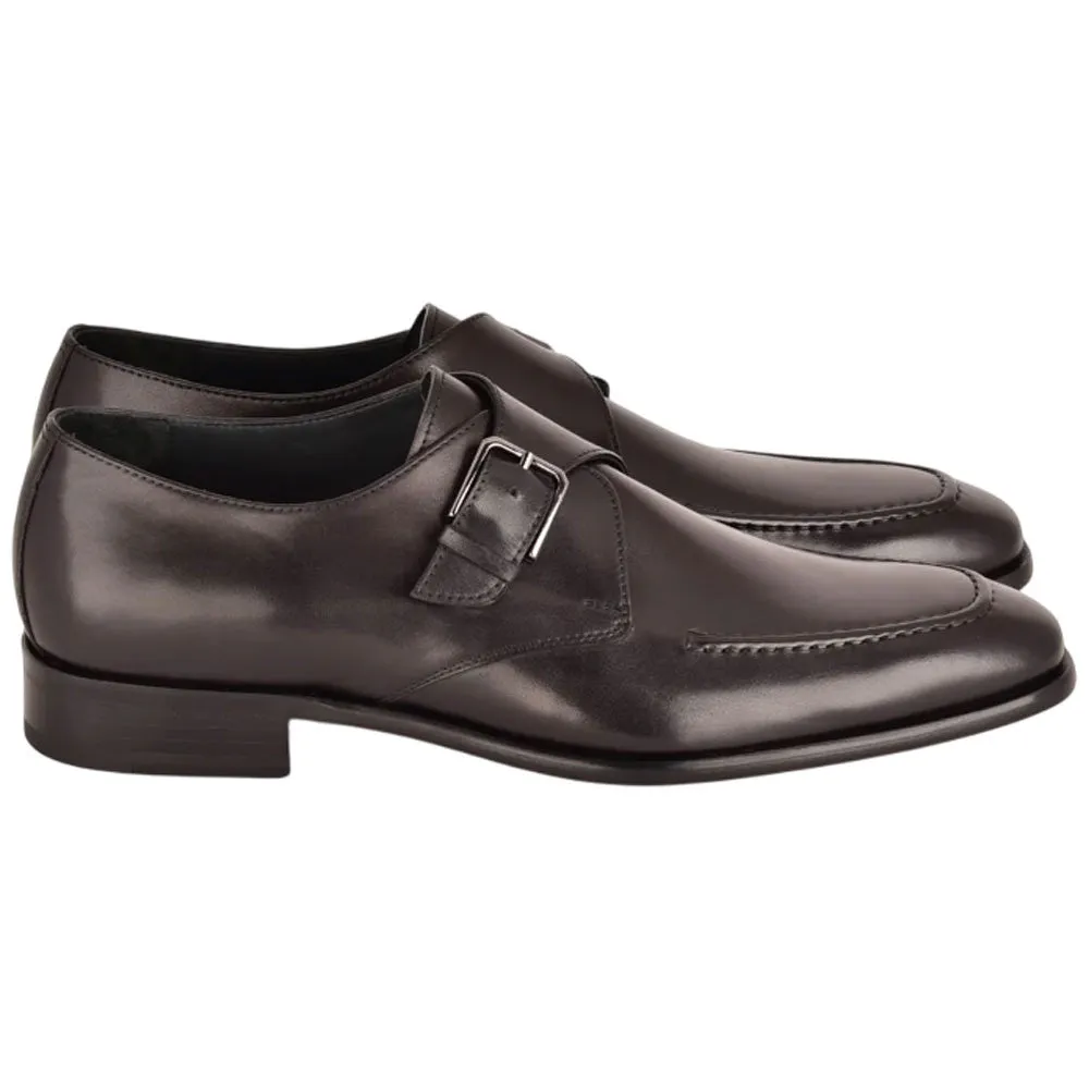 Corrente Men’s Black Monk Strap Cap Toe Premium Leather Shoes