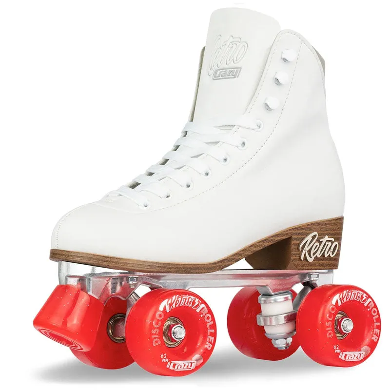 CRAZY SKATE RETRO ROLLER WHITE ROLLER SKATES