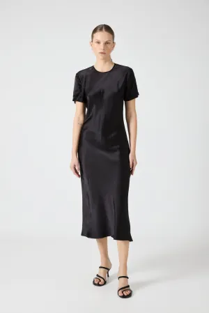 CRUSH BIAS TEE MIDI DRESS | BLACK