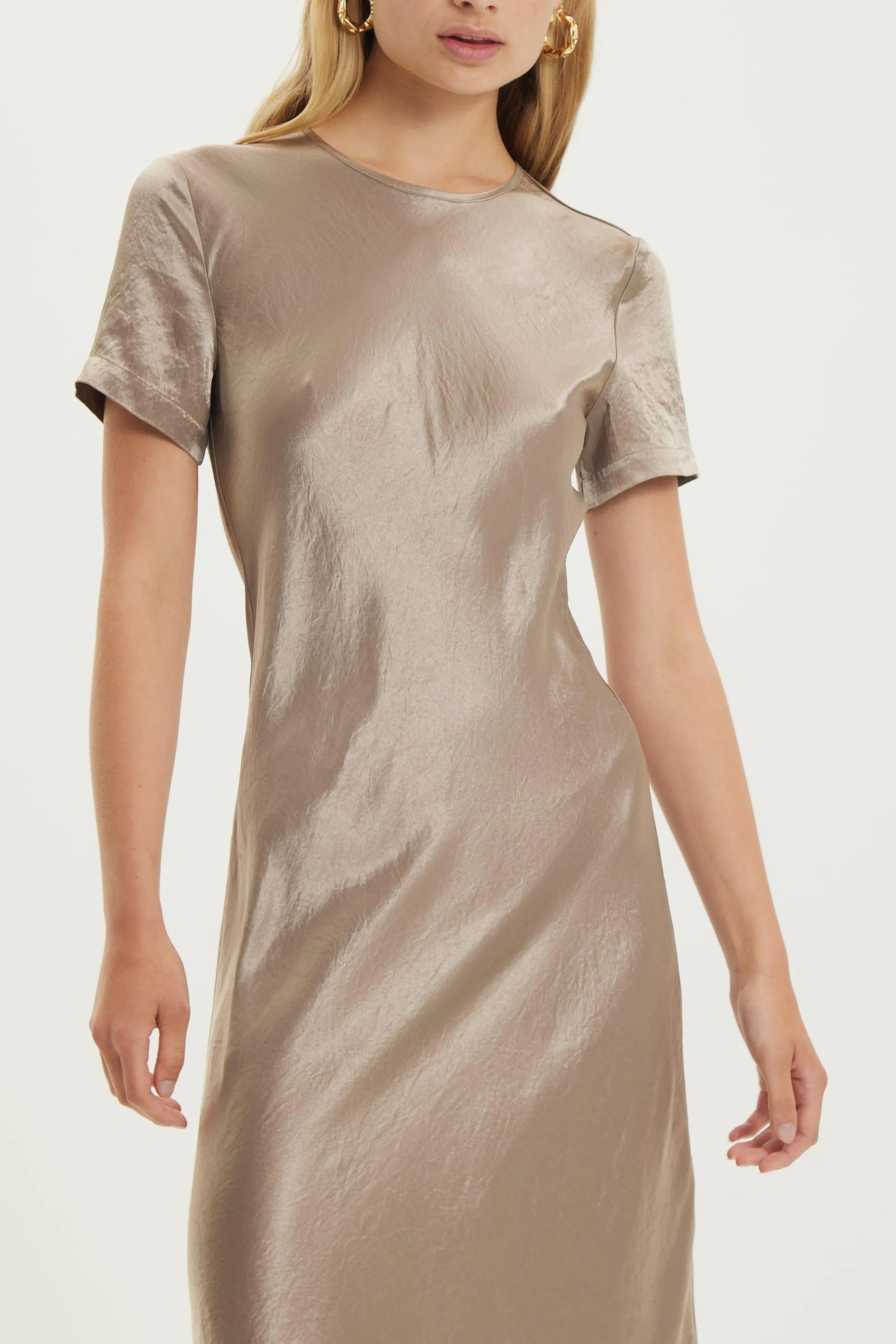 CRUSH BIAS TEE MIDI DRESS | DRIFTWOOD