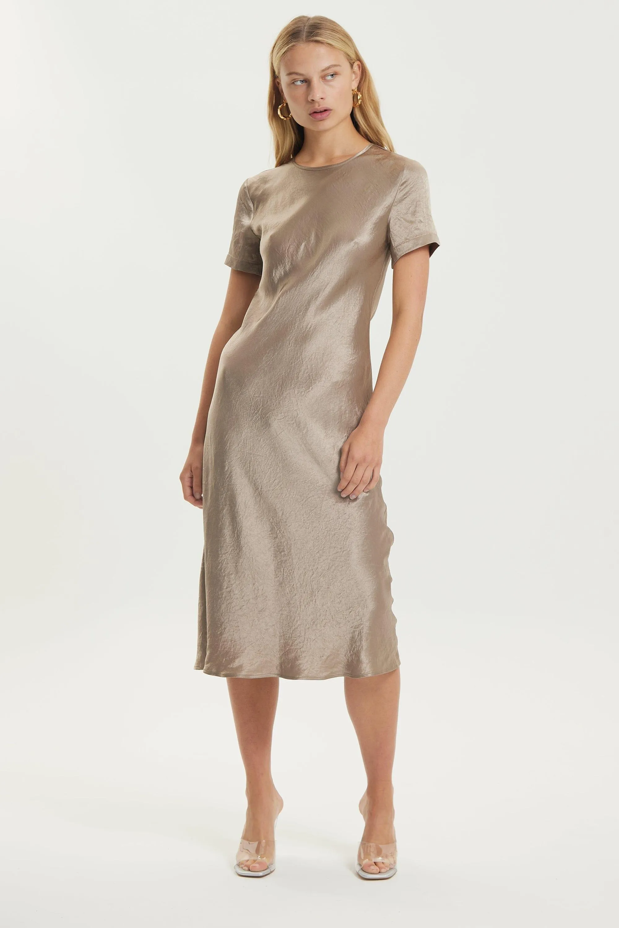 CRUSH BIAS TEE MIDI DRESS | DRIFTWOOD