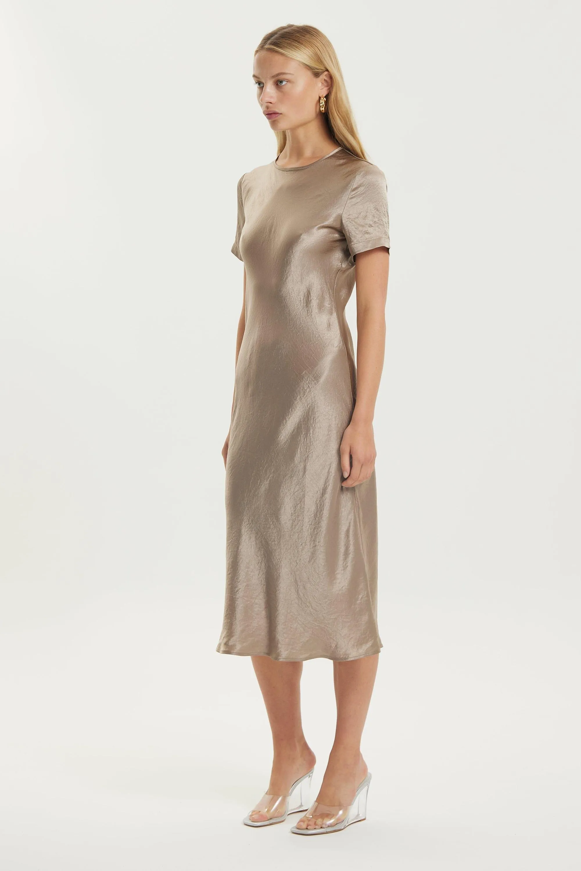 CRUSH BIAS TEE MIDI DRESS | DRIFTWOOD
