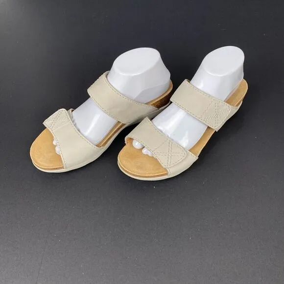 Dansko Maddy Milled Sandals Women's 40 / 9.5 Ivory Nubuck Wedge Double Strap