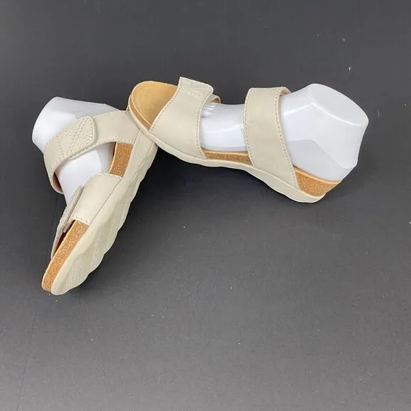Dansko Maddy Milled Sandals Women's 40 / 9.5 Ivory Nubuck Wedge Double Strap