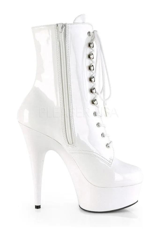 DELIGHT-1020 Platform Ankle Boot | White Patent