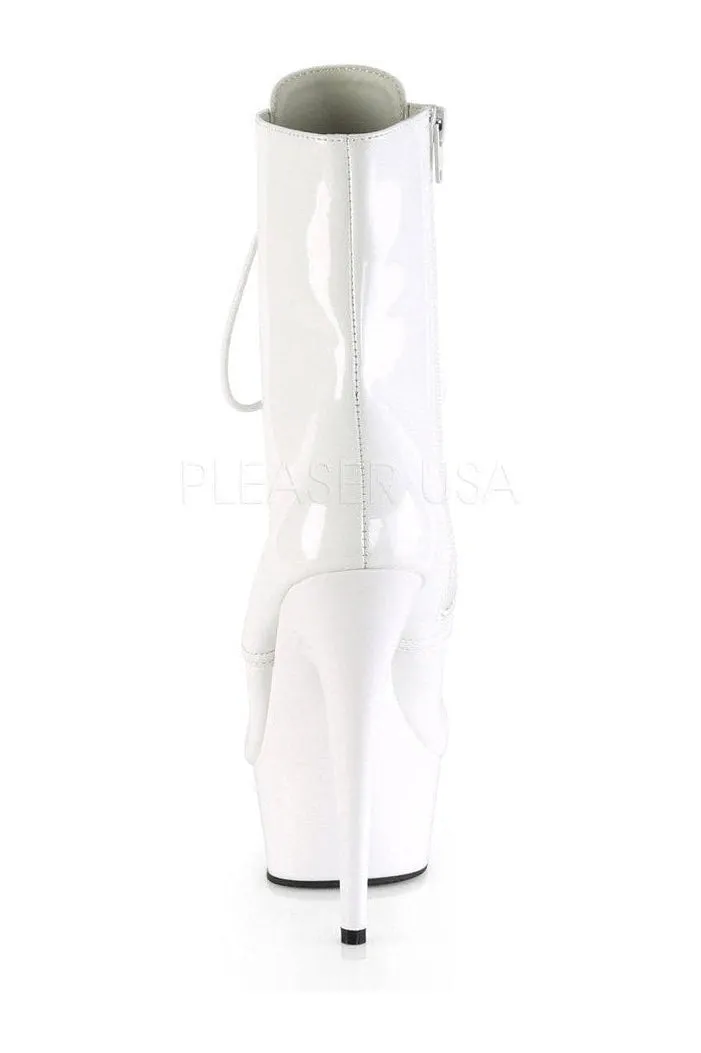 DELIGHT-1020 Platform Ankle Boot | White Patent