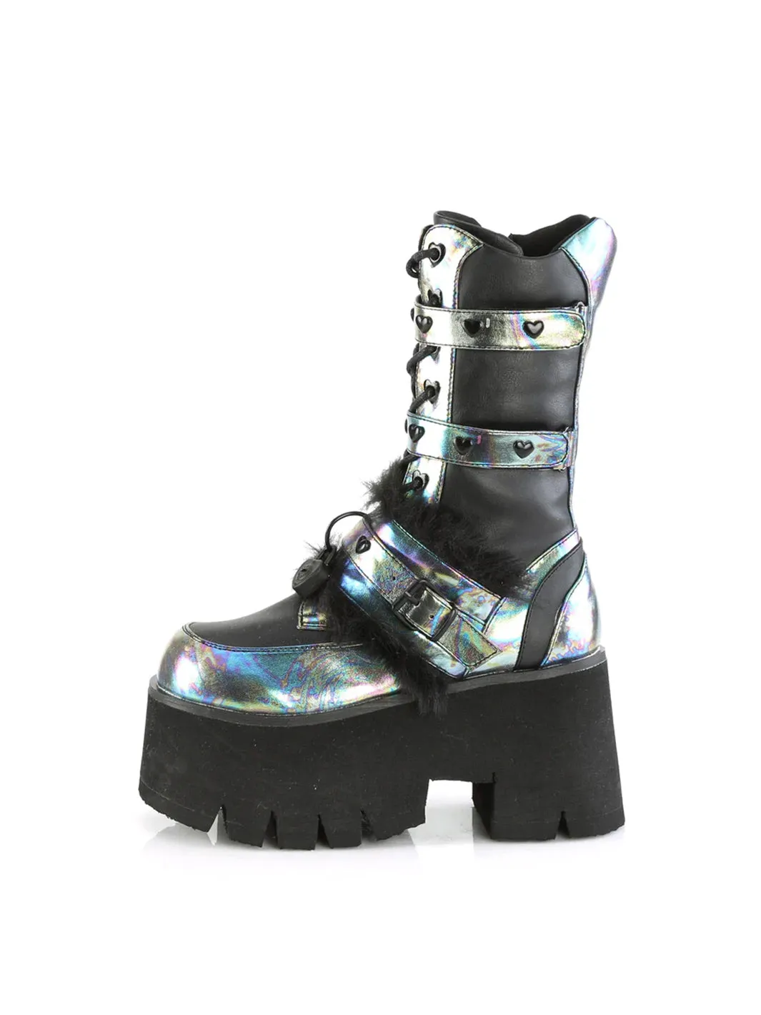 DEMONIA ASHES-120 BOOTS - BLACK GREEN OIL SLICK ✰ PRE ORDER ✰