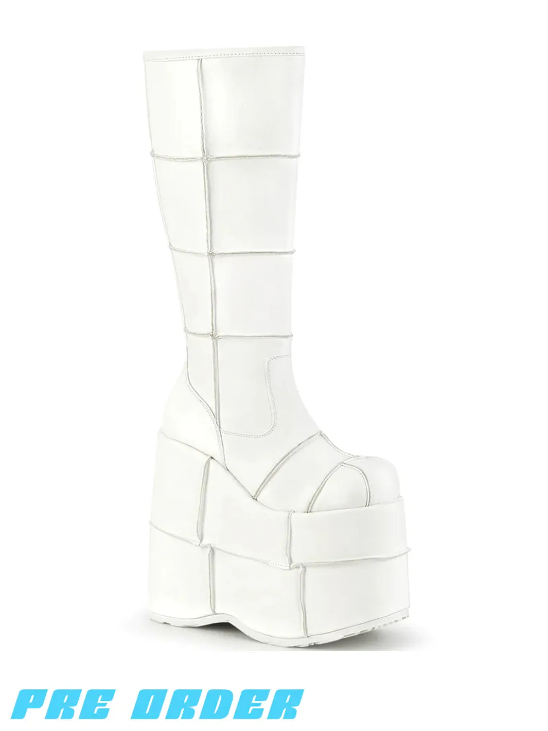 DEMONIA STACK-301 - WHITE VEGAN LEATHER ✰ PRE ORDER ✰