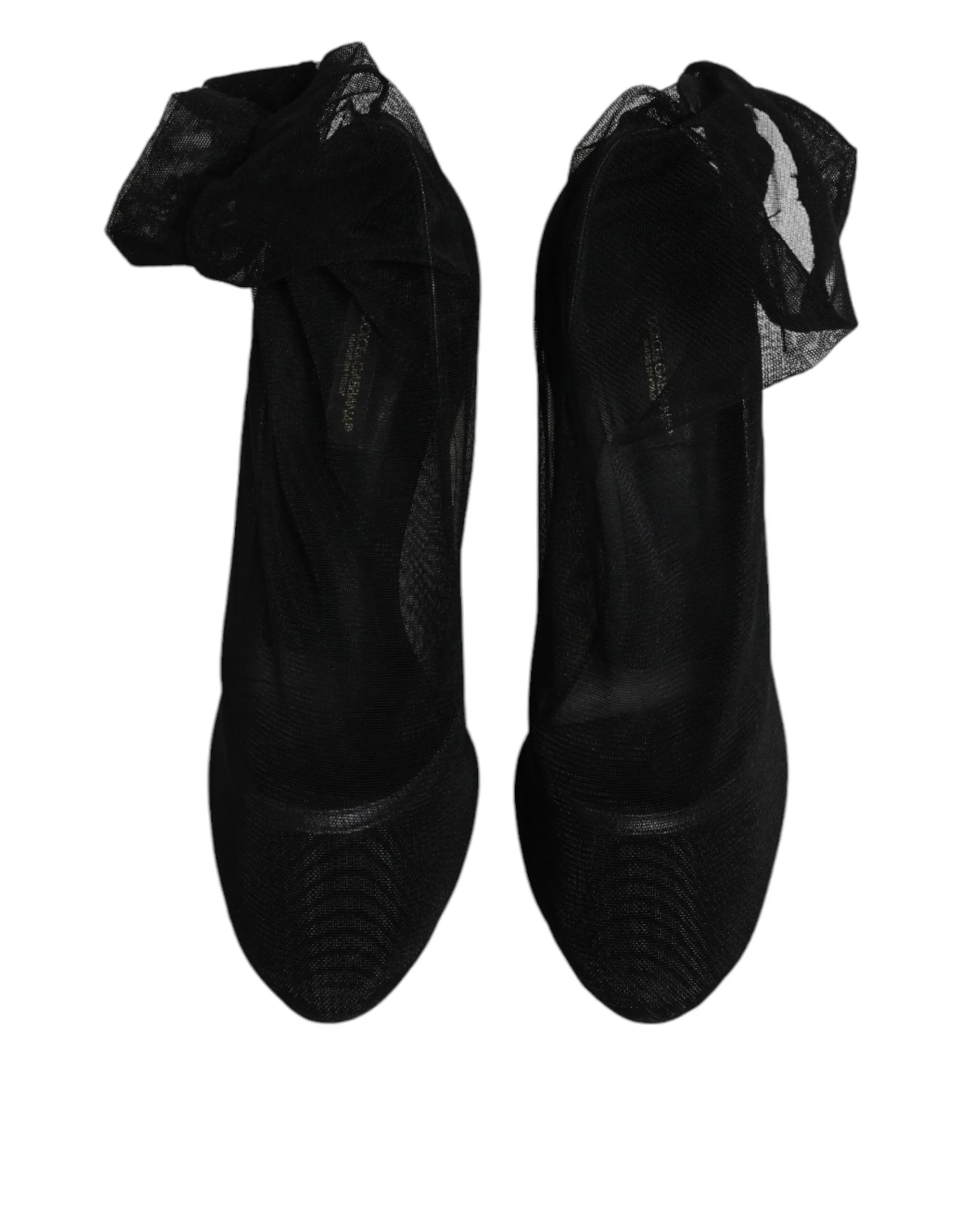 Dolce&Gabbana Women Black Sock Boots Nylon Stretch Solid Mesh Booties Size EU 39