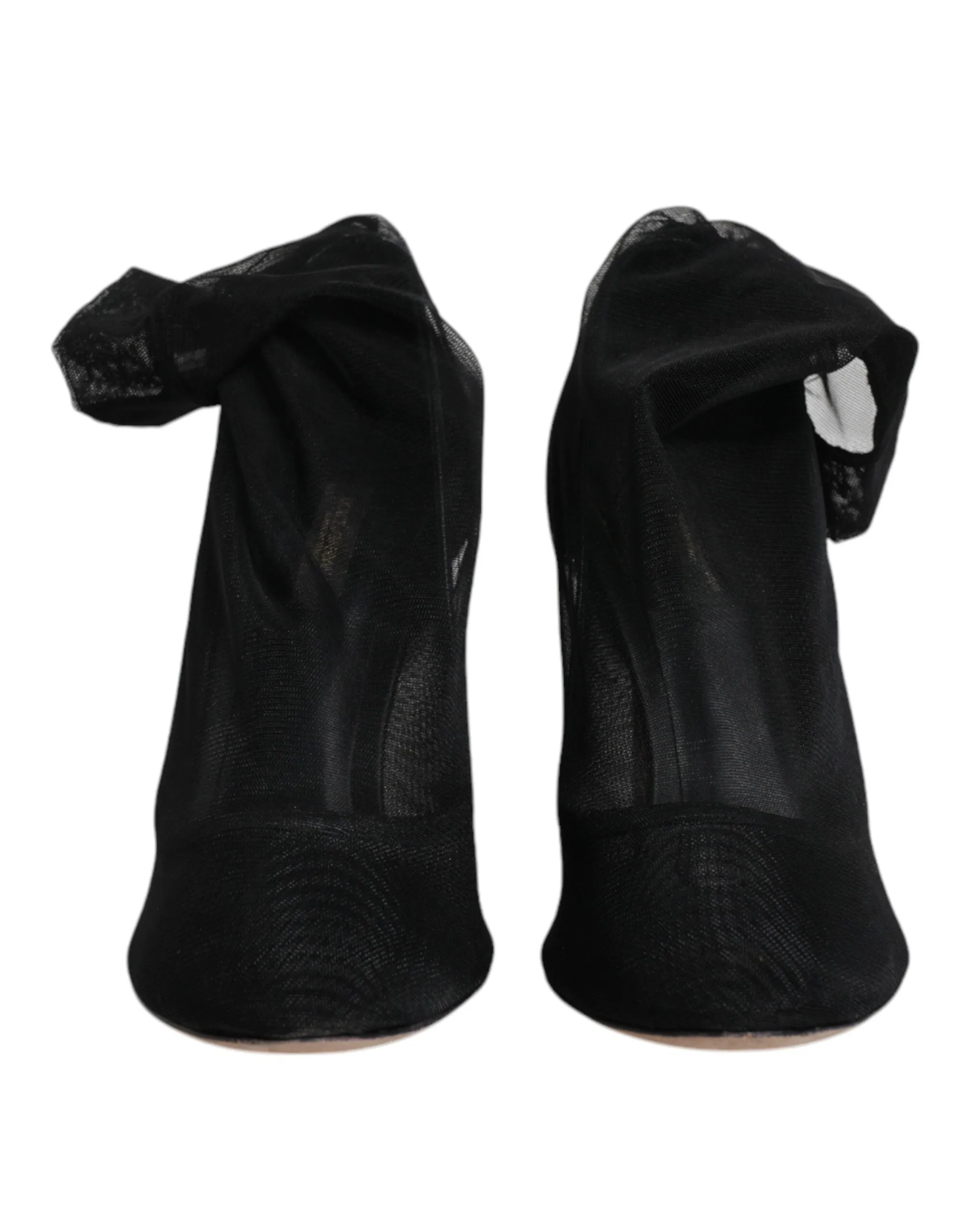Dolce&Gabbana Women Black Sock Boots Nylon Stretch Solid Mesh Booties Size EU 39