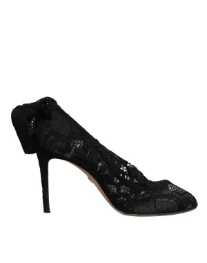 Dolce&Gabbana Women Black Sock Boots Viscose Floral Lace Ankle Booties Sz EUR 38