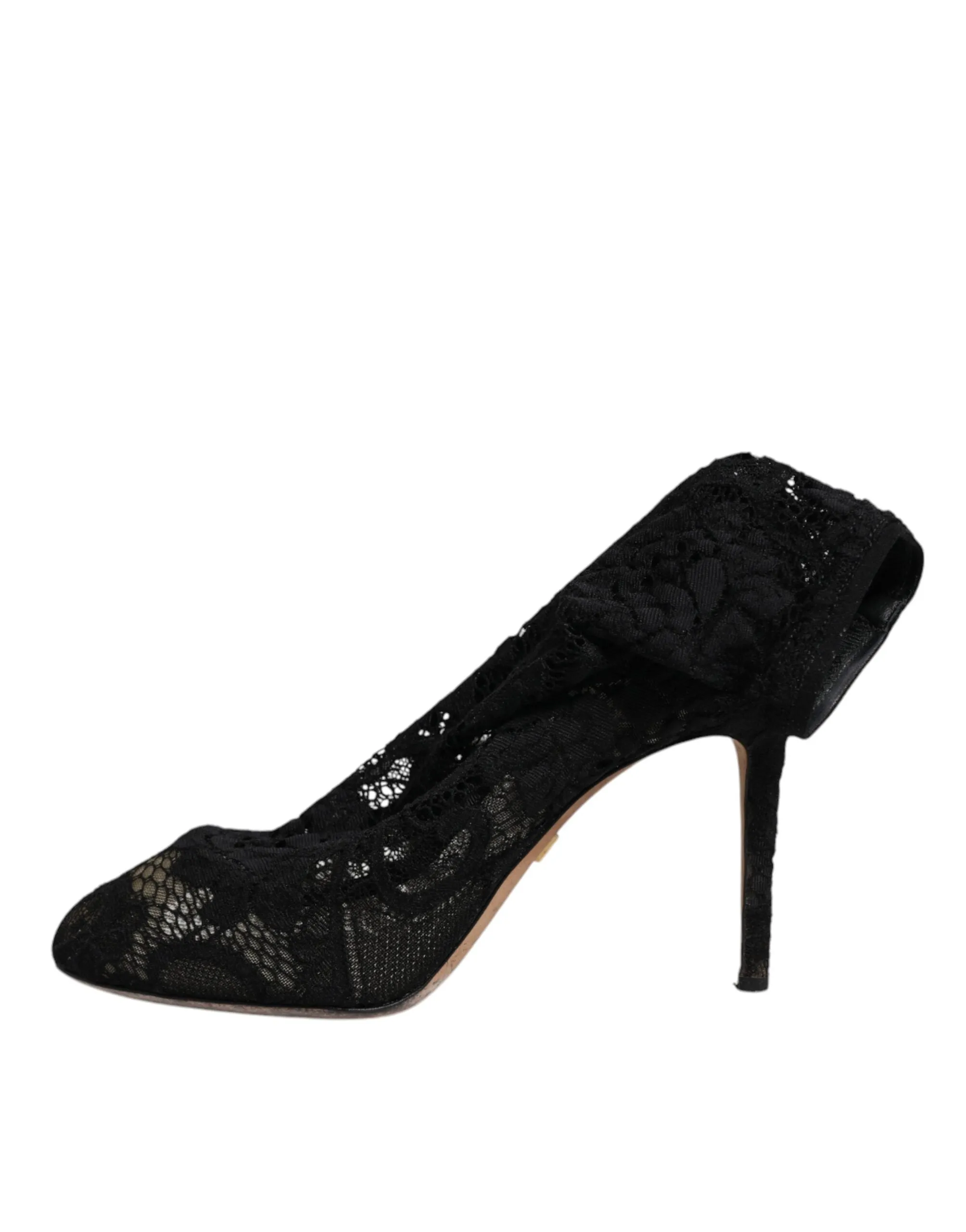 Dolce&Gabbana Women Black Sock Boots Viscose Floral Lace Ankle Booties Sz EUR 38
