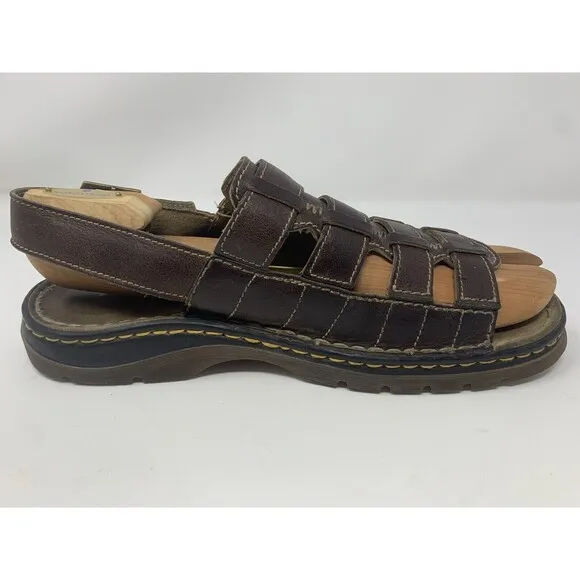 Dr Martens ARC M 12 Brown  Leather Buckle Strap Fisherman Sandals Y2K Vintage